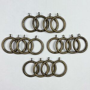 Curtain Rings 16 pc Solid Metal Rustic Antique Gold Brass Tone 1.5 Inch Inside